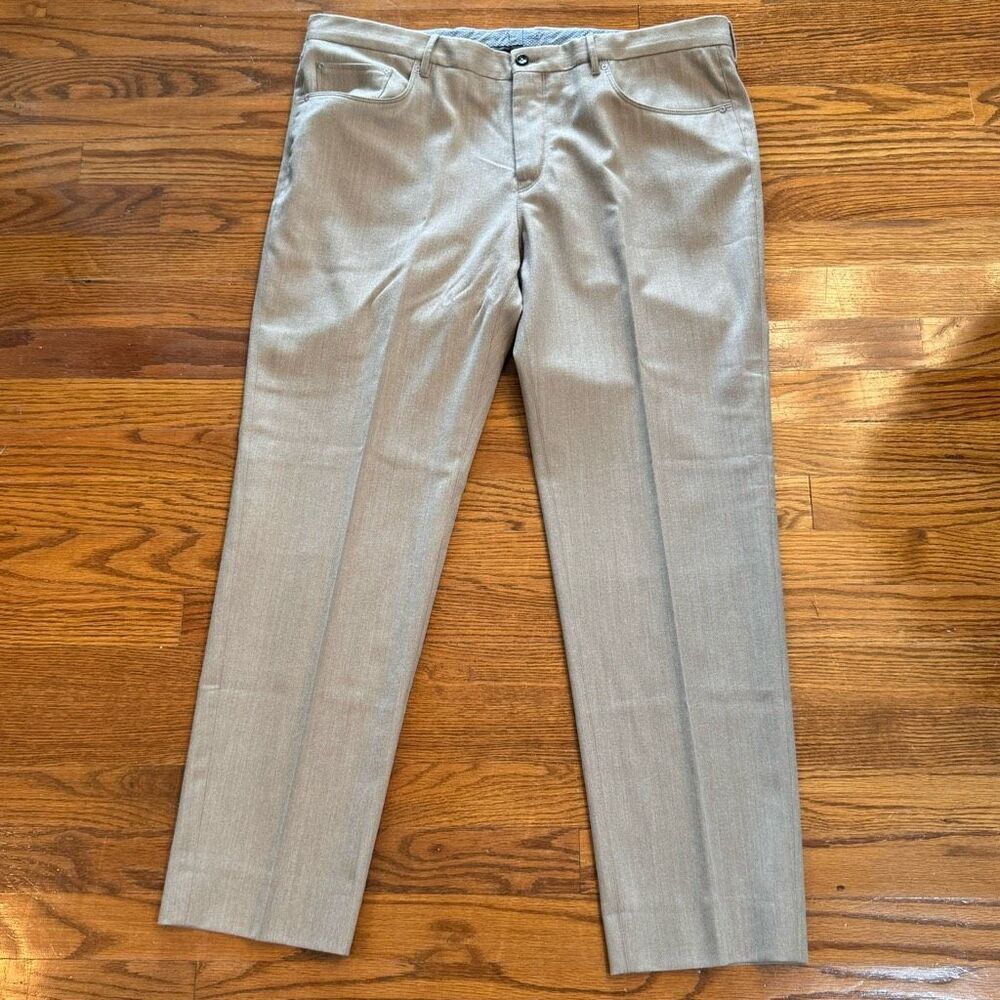 PT01 Wool and Cashmere Tan Slim Fit Flat Front Pants. Size 38.
